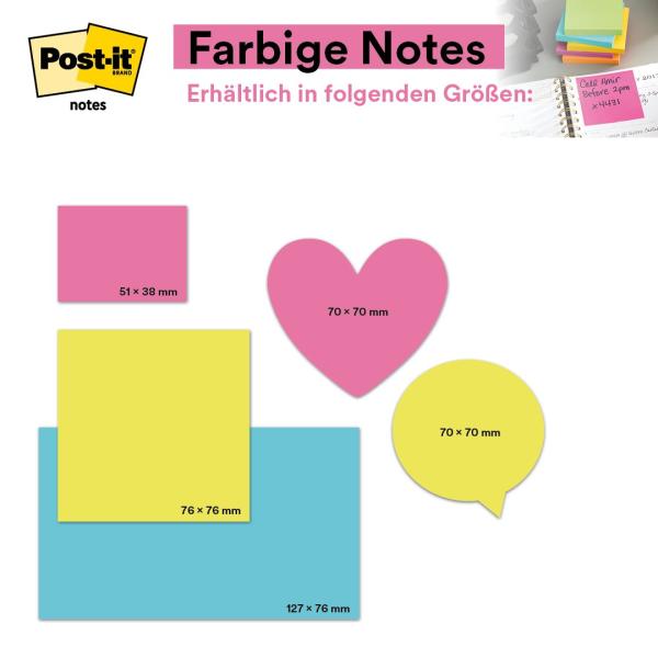 Post-it® Notes, Gelb, 127 mm x 76 mm, 100 Blatt/Block, 6 Blöcke/Packung, 100% PEFC, SGSCH-PEFC-COC-110078