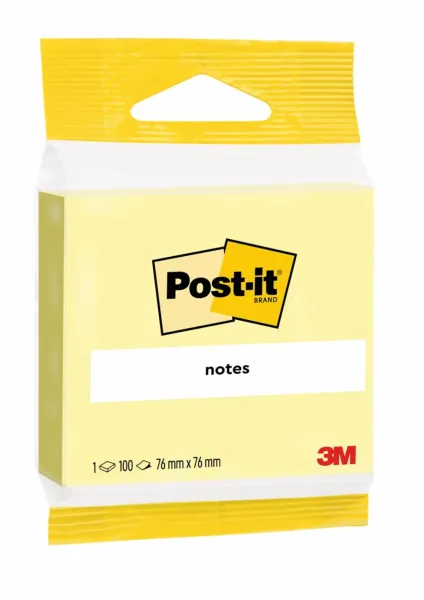 Post-it® Notes, Gelb, 76 mm x 76 mm, 100 Blatt/Block, 1 Block/Packung, 100% PEFC, SGSCH-PEFC-COC-110078