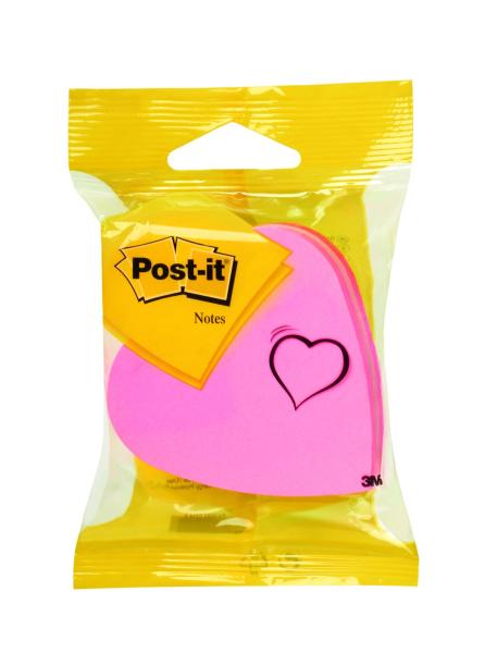 Post-it® Notes In Stanzform, Herz, Pink, 70 mm x 70 mm, 225 Blatt/Block, 1 Block/Packung, 100% PEFC, SGSCH-PEFC-COC-110078