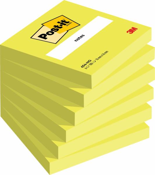 Post-it® Notes, Neongrün, 76 mm x 76 mm, 100 Blatt/Block, 6 Blöcke/Packung, 100% PEFC, SGSCH-PEFC-COC-110078