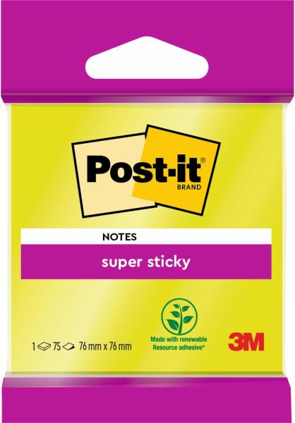 Post-it® Super Sticky Notes 6820S3, 76 x 76 mm, neongrün, neonpink, ultragelb, ultragrün, ultrapink, 1 Block à 75 Blatt, 100% PEFC SGSCH-PEFC-COC-110078
