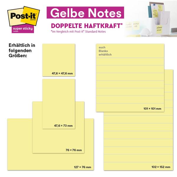 Post-it® Notes, Gelb, 127 mm x 76 mm, 100 Blatt/Block, 18 Blöcke + 6 Gratis/Packung, Kartonverpackung, 100% PEFC, SGSCH-PEFC-COC-110078
