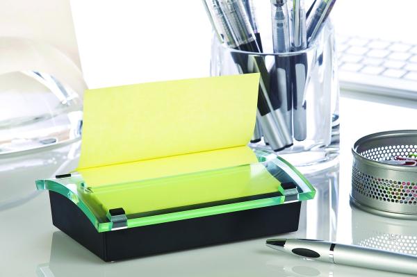 Post-it® Z-Notes Spender C2015, 127 x 76 mm, schwarz, transparent, 1 Z-Notes Spender inkl. 1 Block Z-Notes à 100 Blatt, 100% PEFC SGSCH-PEFC-COC-110078
