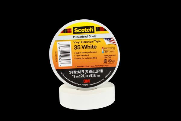 Scotch® 35 Vinyl Elektro-Isolierband, Weiß, 19 mm x 20 m, 0,18 mm