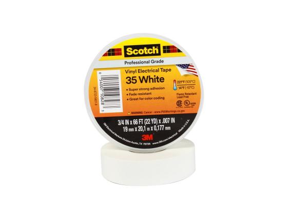 Scotch® 35 Vinyl Elektro-Isolierband, Weiß, 19 mm x 20 m, 0,18 mm