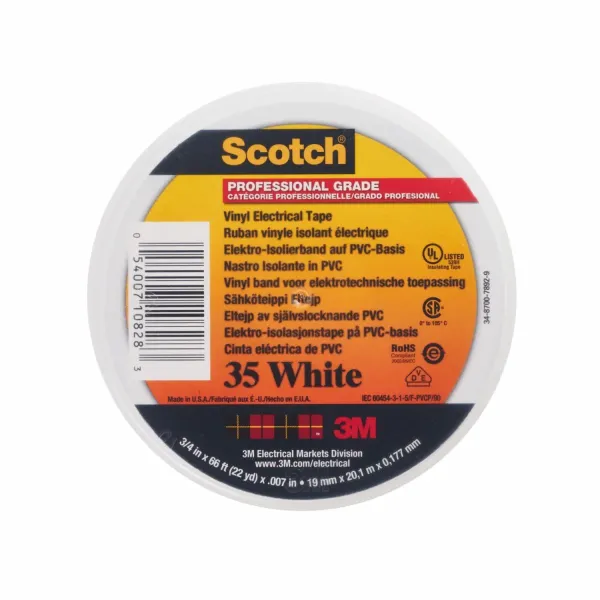 Scotch® 35 Vinyl Elektro-Isolierband, Weiß, 19 mm x 20 m, 0,18 mm