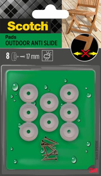 Scotch® Antirutsch-Pads für den Außenbereich zum Anschrauben SP83S95, transparent, Ø 17 mm, 8/Packung