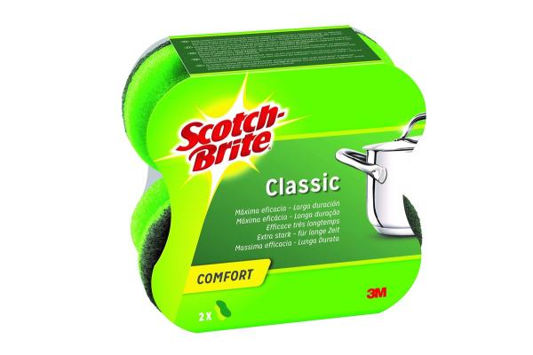 Scotch-Brite® Classic Komfort-Reinigungsschwamm extra stark CLCNS2, grün-grün, 2 Stück pro Packung