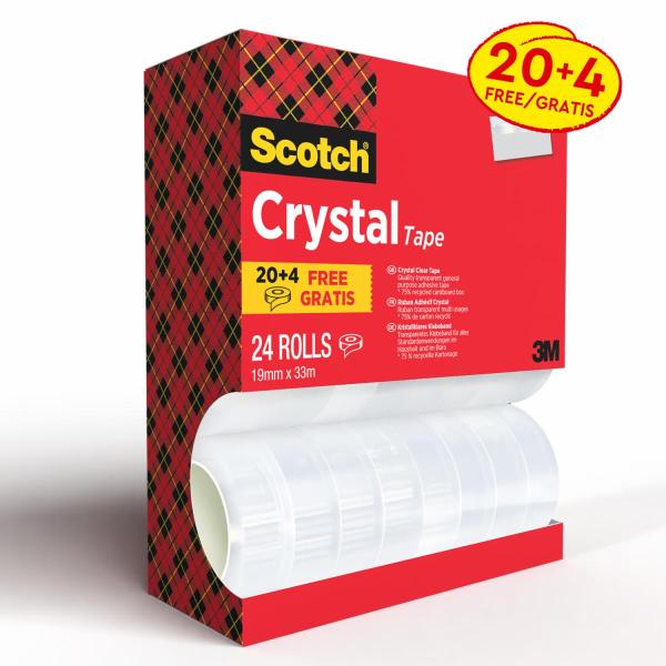 Scotch® Crystal Klebeband, 19 mm x 33 m, 20 Rollen + 9 GRATIS/Packung