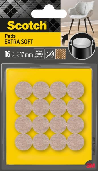 Scotch® Extra weiche Filzpads SP84A19, selbsthaftend, beige, Ø 17 mm, 16/Packung