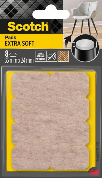 Scotch® Extra weiche Filzpads SP84A25, selbsthaftend, beige, 35 mm x 24 mm, 8/Packung