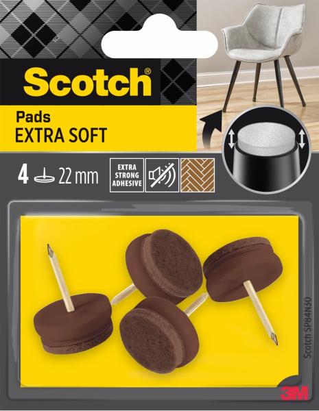 Scotch® Extra weiche Filzpads zum Annageln SP84N30, braun, Ø 22 mm, 4/Packung