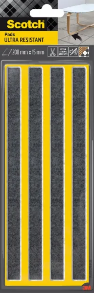 Scotch® Extrembeständige Filzpads SP87A38, selbsthaftend, grau/selbsthaftend, weiß, 208 mm x 15 mm, 4/Packung