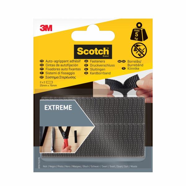 Scotch™ Extreme Klebverschluss RF6731076, Schwarz, 25 mm x 75 mm, 2 Sets/Packung