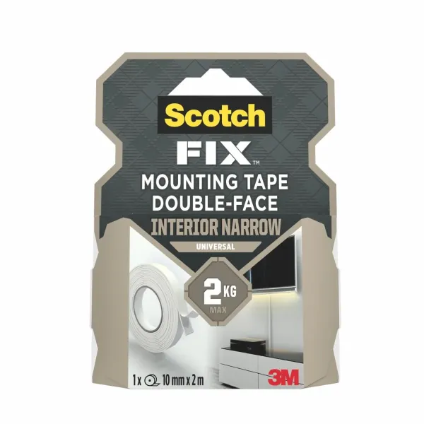 Scotch-FIX™ Schmales doppelseitiges Montageband für den Innenbereich 914140-1020N-F, 2 kg, 10 mm x 2 m, 1 Rolle/Packung