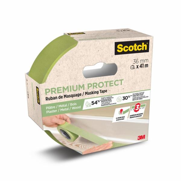 Scotch® Greener Premium Protect Malerabdeckband 2055, 36 mm x 41 m, 1 Rolle/Packung - 70% PEFC SGSCH-PEFC-COC-110078