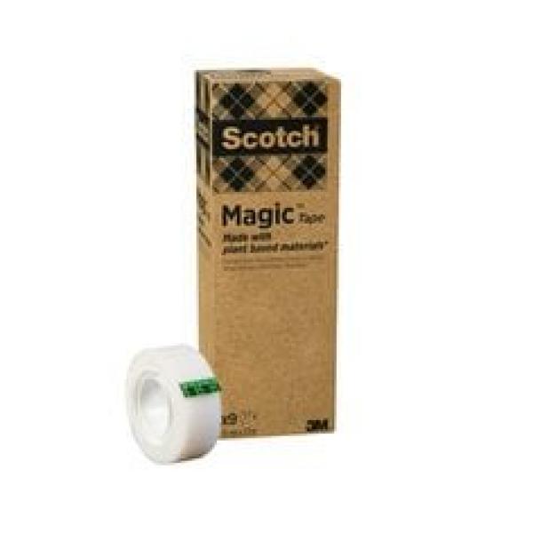 Scotch® Magic™ Klebeband, mit 66 % pflanzlichem Klebstoff hergestellt, 19 mm x 33 m, 9 Rollen/Packung
