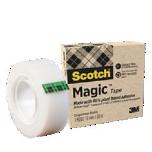 Scotch® Magic™ Klebeband, mit 66 % pflanzlichem Klebstoff hergestellt, 19 mm x 30 m, 1 Rolle/Packung