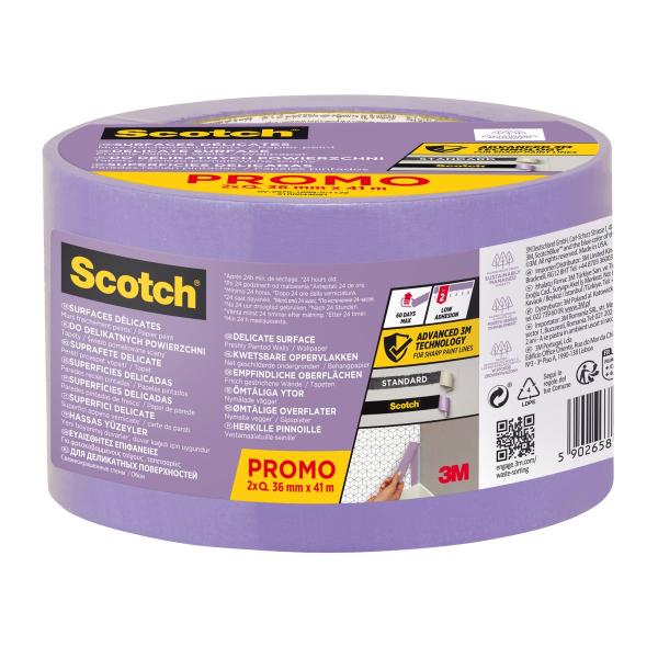 Scotch® Malerabdeckband für empfindliche Oberflächen, 36 mm x 41 m, 2 Rollen/Packung, PEFC Controlled Sources SGSCH-PEFC-COC-110078