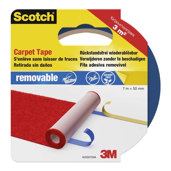 Scotch® Rückstandsfreies Premium Teppichklebeband, 50 mm x 7 m, 1 Rolle/Packung