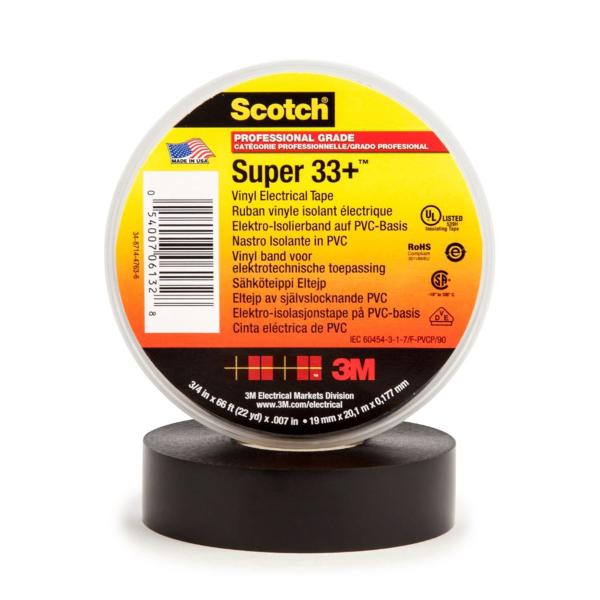Scotch® Super 33+ Vinyl Elektro-Isolierband, Schwarz, 19 mm x 33 m, 0,18 mm