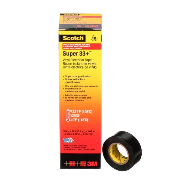 Scotch® Super 33+ Vinyl Elektro-Isolierband, Schwarz, 19 mm x 6 m, 0,18 mm