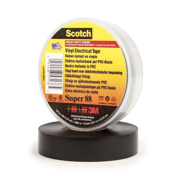 Scotch® Super 88 Vinyl Elektro-Isolierband, Schwarz, 19 mm x 20 m, 0,22 mm