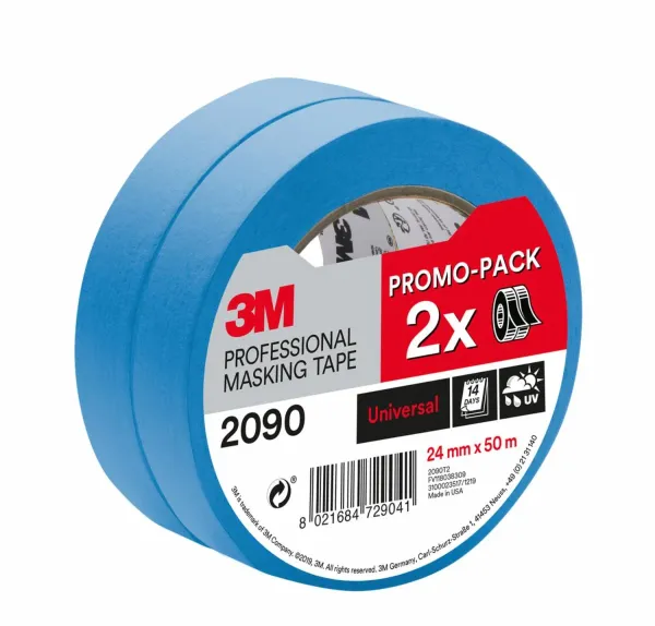 Scotch® Super Malerabdeckband 2090 für glatte Oberflächen, 2 Rollen, 24 mm x 50 m