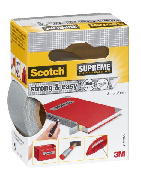 SCOTCH® SUPREME GEWEBEBAND 4105S38, 38 MM X 3 M, GRAU, 1 ROLLE GEWEBEBAND
