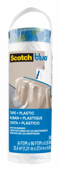 ScotchBlue™ Malerabdeckfolie mit Klebeband Nachfüllrolle PT2093EL-48, 1,21 m x 27,4 m (33,4 m2), 1 Rolle/Paket, 100% PEFC, SGSCH-PEFC-COC-110078