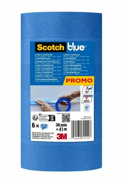 ScotchBlue™ Malerabdeckband „Multi-Surface“, 36 mm x 41 m, 6 Rollen/Packung, 70% PEFC, SGSCH-PEFC-COC-110078