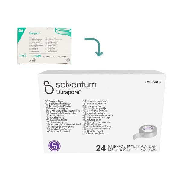 Solventum™ Durapore™ Medizinische Pflaster, 1538-2, 5 cm x 9,1 m (2 IN/PO x 10 YD/V), 6/CAR