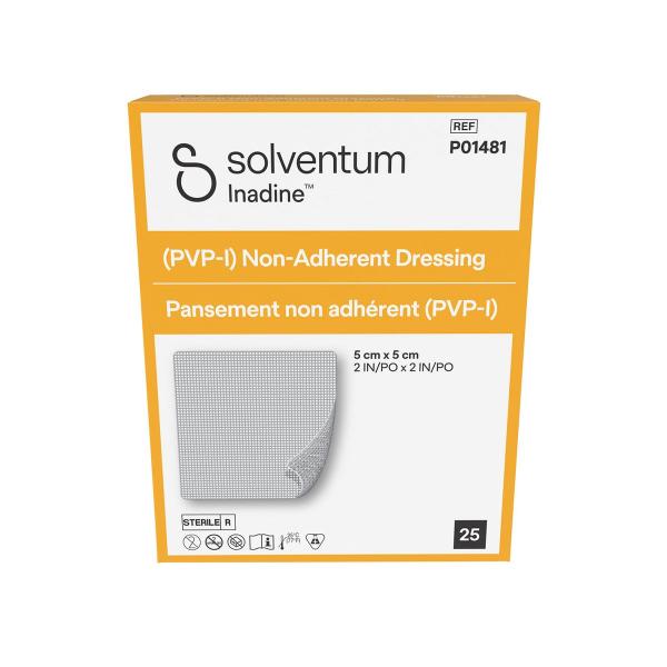3M™ Inadine™ (PVP-I) Nicht-haftender Wundverband, P01481, 5 cm x 5 cm, 25 Stück/ Packung
