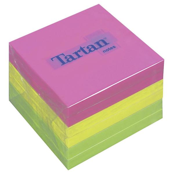 Tartan™ Notes 7676N, Verschiedene Neonfarben, 76 mm x 76 mm, 6 Blöcke/Packung, 100% PEFC, SGSCH-PEFC-COC-110078