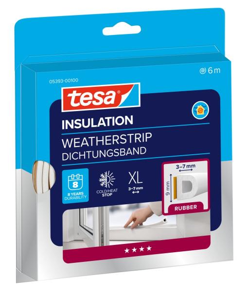 tesamoll® 5393 CLASSIC, P-Profil, 6m x 9mm x 5,5mm, weiss