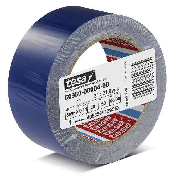 tesa® 60960 kratzfestes PET Bodenmarkierungsband, 20m x 50mm, blau