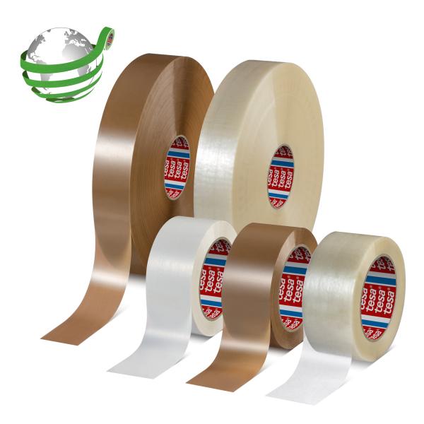 tesa® 60418 Packband aus recyceltem Polyester , 1500m x 150mm, braun