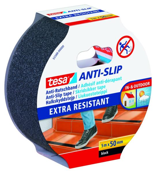 tesa® Anti Rutschband, 5 m x 50 mm, schwarz