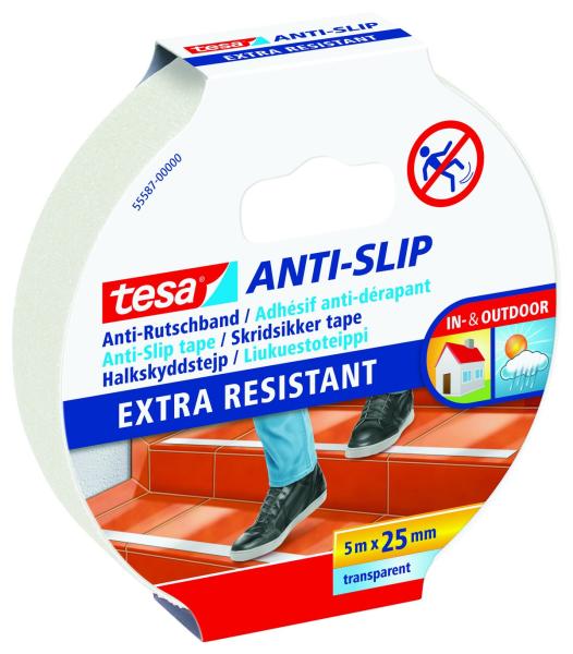 tesa® Anti Rutschband, 5 m x 25 mm, transparent