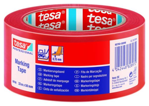 tesa® Professional 60760 Markierungsband, temporär, 33m x 50mm, rot