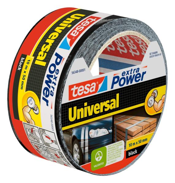 tesa® Reparaturband extra Power, schwarz, 10m x 50mm