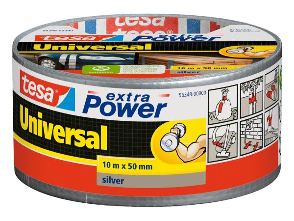 tesa® Reparaturband extra Power, silber-grau, 10m x 50mm