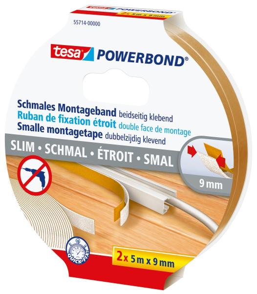tesa® 55714 Powerbond Slim, 5m x 18mm, weiss