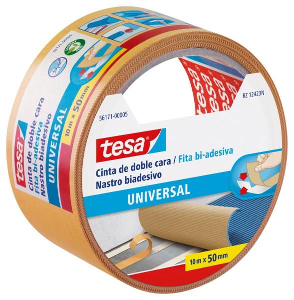 tesa® 56171 Doppelseitiges Klebeband, universal, 10m x 50mm, weiss