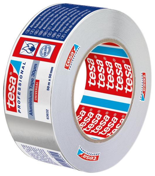 tesa® 63632 Alu mit Liner, 50m x 50mm, silber-matt