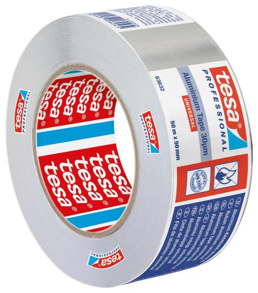 tesa® 63632 Alu mit Liner, 50m x 50mm, silber-matt