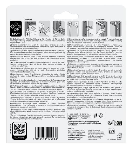 tesamoll® 5390 CLASSIC, P-Profil, 6m x 9mm x 5,5mm, weiss