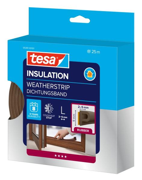 tesamoll® 5391 CLASSIC, P-Profil, 25m x 9mm x 5,5mm, braun