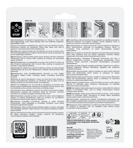 tesamoll® 5393 CLASSIC, P-Profil, 6m x 9mm x 5,5mm, weiss