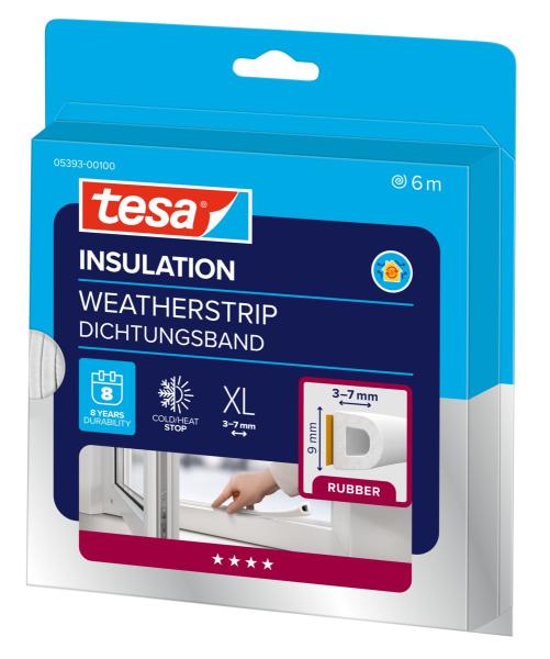 tesamoll® 5393 CLASSIC, P-Profil, 6m x 9mm x 5,5mm, weiss